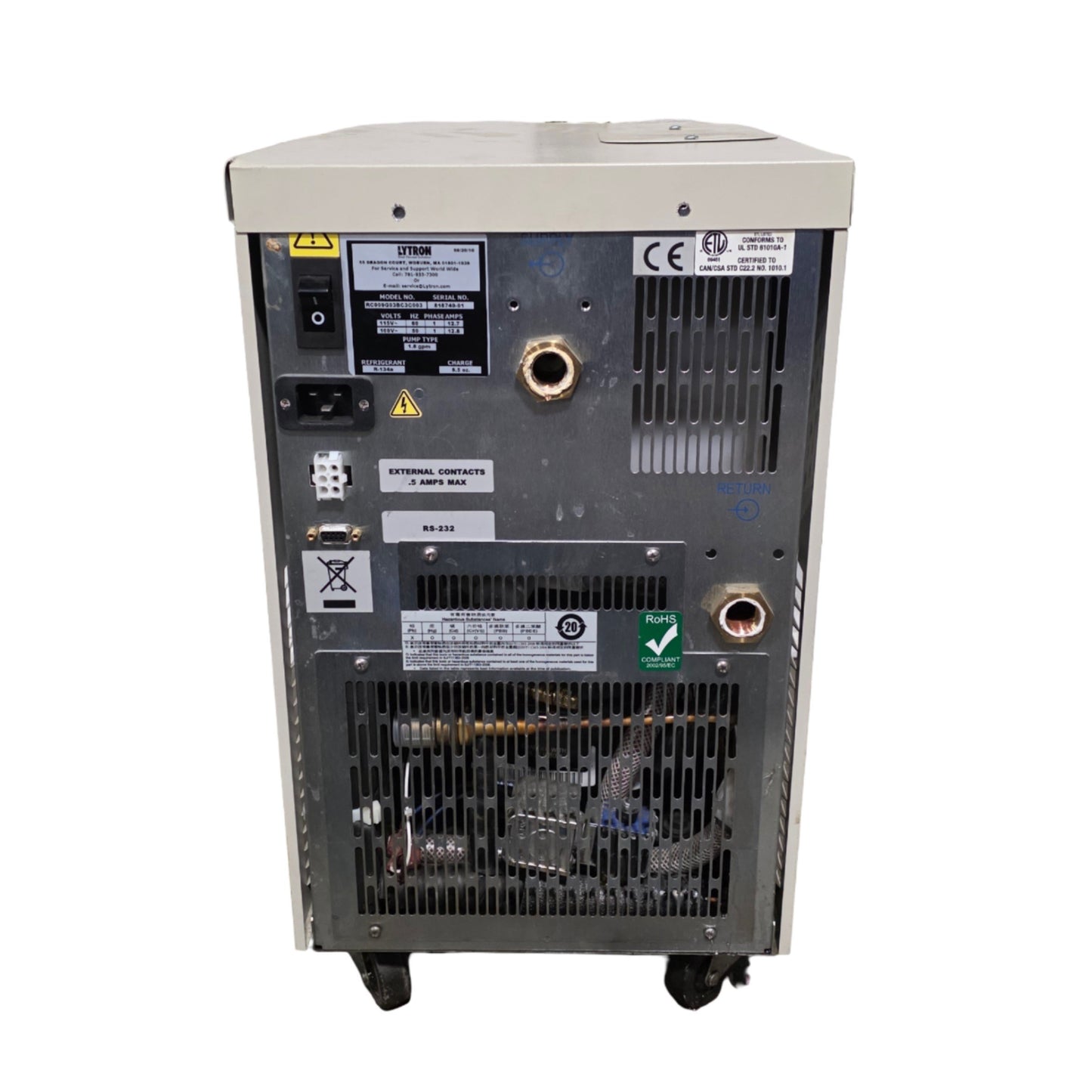 Used Lytron RC009G03BC3C003 Recirculating Chiller 1kW 1.8GPM 5°C To 35°C 115VAC 12.2A