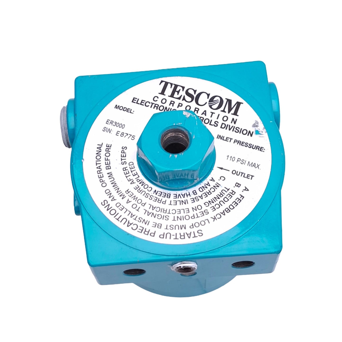 Used Tescom ER3000S-1 Electropneumatic Controller, 110psi Max, 0-100psi Out, 24VDC