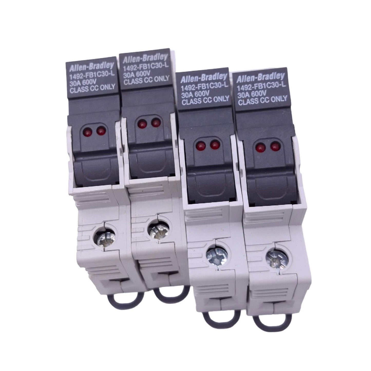 Used Lot of 4 Allen Bradley 1492-FB1C30-L Fuse Holders, 1-Pole Class CC, 30A 600V Max