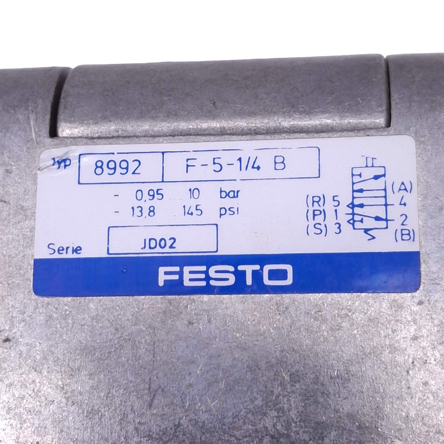 New – Open box Festo 8992 F-5-1/4-B Pneumatic Foot Pedal Valve, 5/2-Way, G 1/4in, 10bar Max