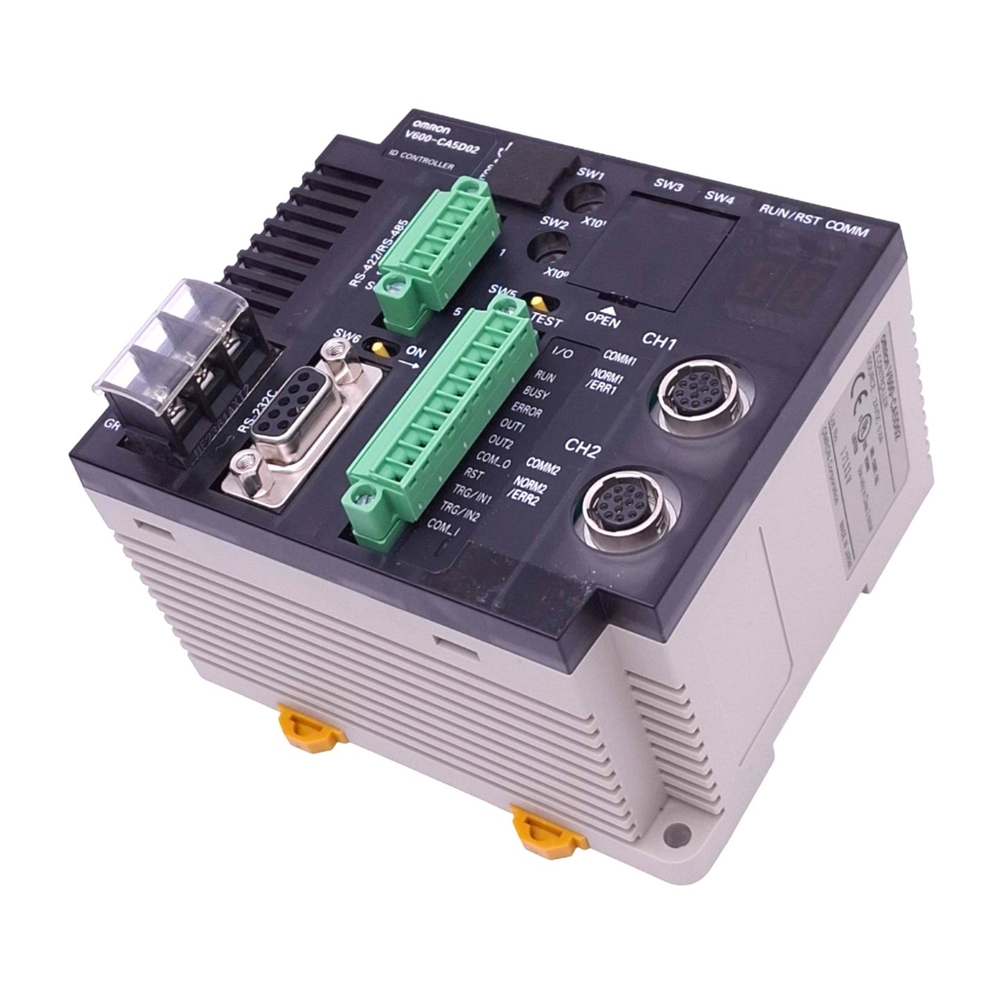 Used Omron V600-CA5D02 ID Controller, 2-Channel, RFID 530kHz, RS232C/422/485, 24VDC