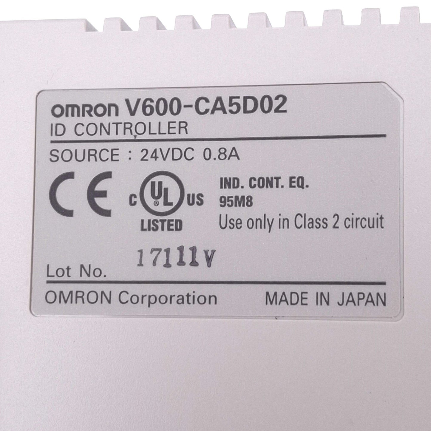 Used Omron V600-CA5D02 ID Controller, 2-Channel, RFID 530kHz, RS232C/422/485, 24VDC