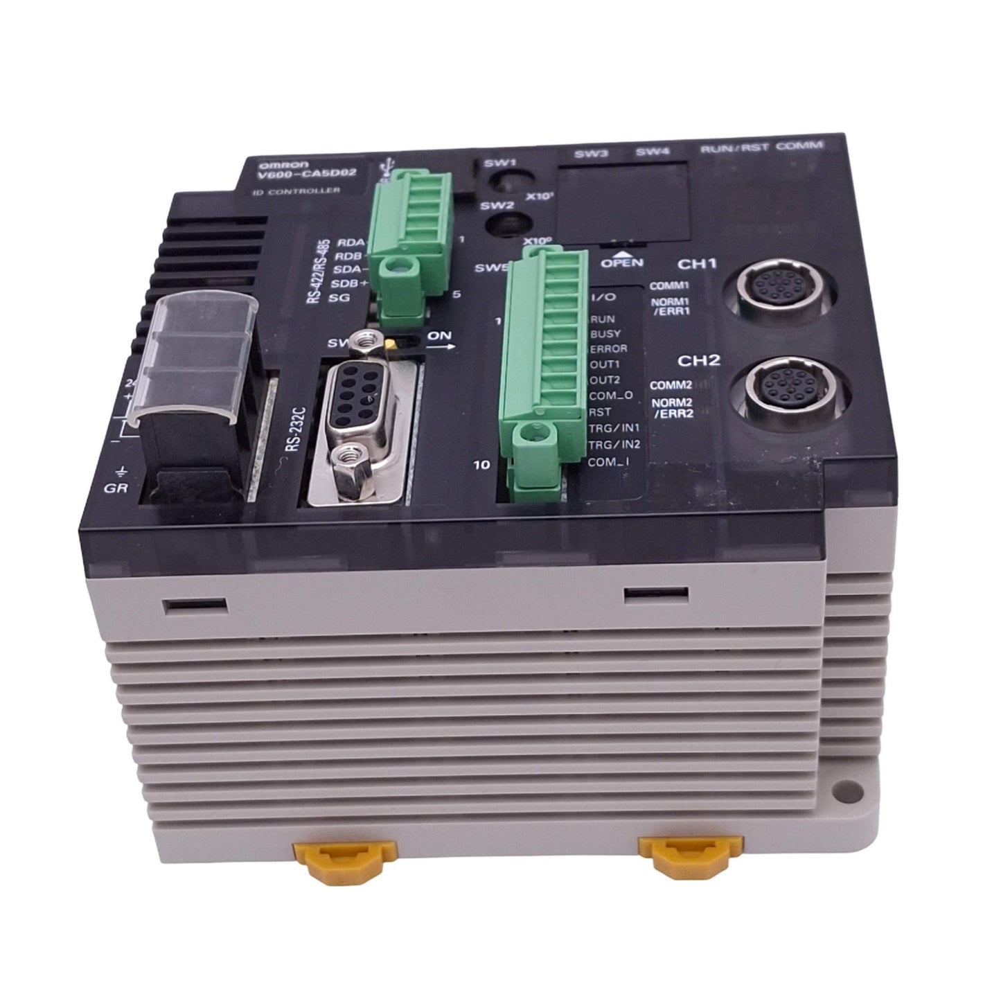 Used Omron V600-CA5D02 ID Controller, 2-Channel, RFID 530kHz, RS232C/422/485, 24VDC