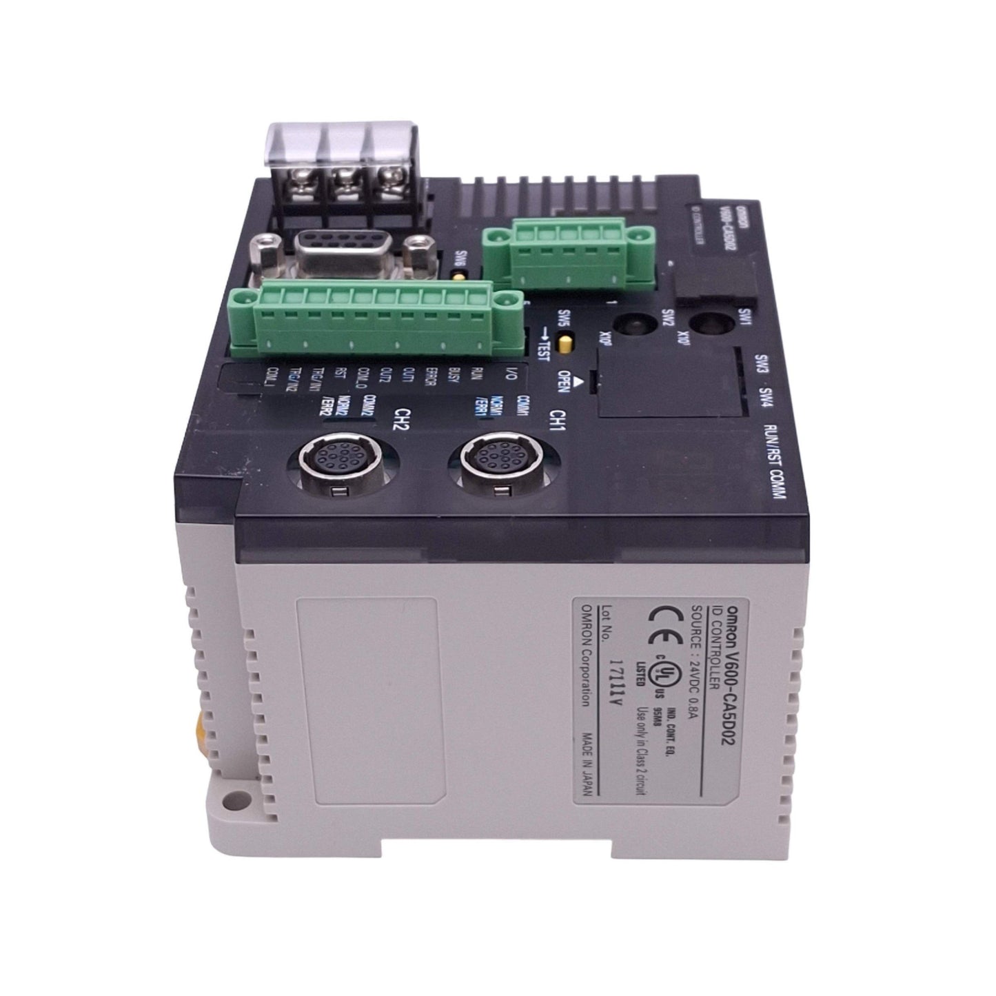 Used Omron V600-CA5D02 ID Controller, 2-Channel, RFID 530kHz, RS232C/422/485, 24VDC