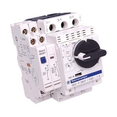 New – Open box Telemecanique GV2-P05H7 Motor Circuit Breaker, 3-Pole + 3, 0.63-1A, 0.25kW Max