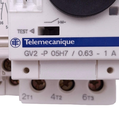 New – Open box Telemecanique GV2-P05H7 Motor Circuit Breaker, 3-Pole + 3, 0.63-1A, 0.25kW Max