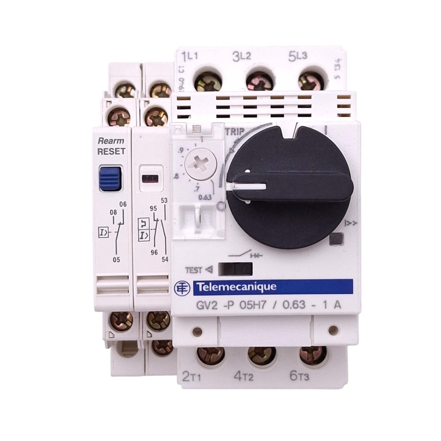 New – Open box Telemecanique GV2-P05H7 Motor Circuit Breaker, 3-Pole + 3, 0.63-1A, 0.25kW Max