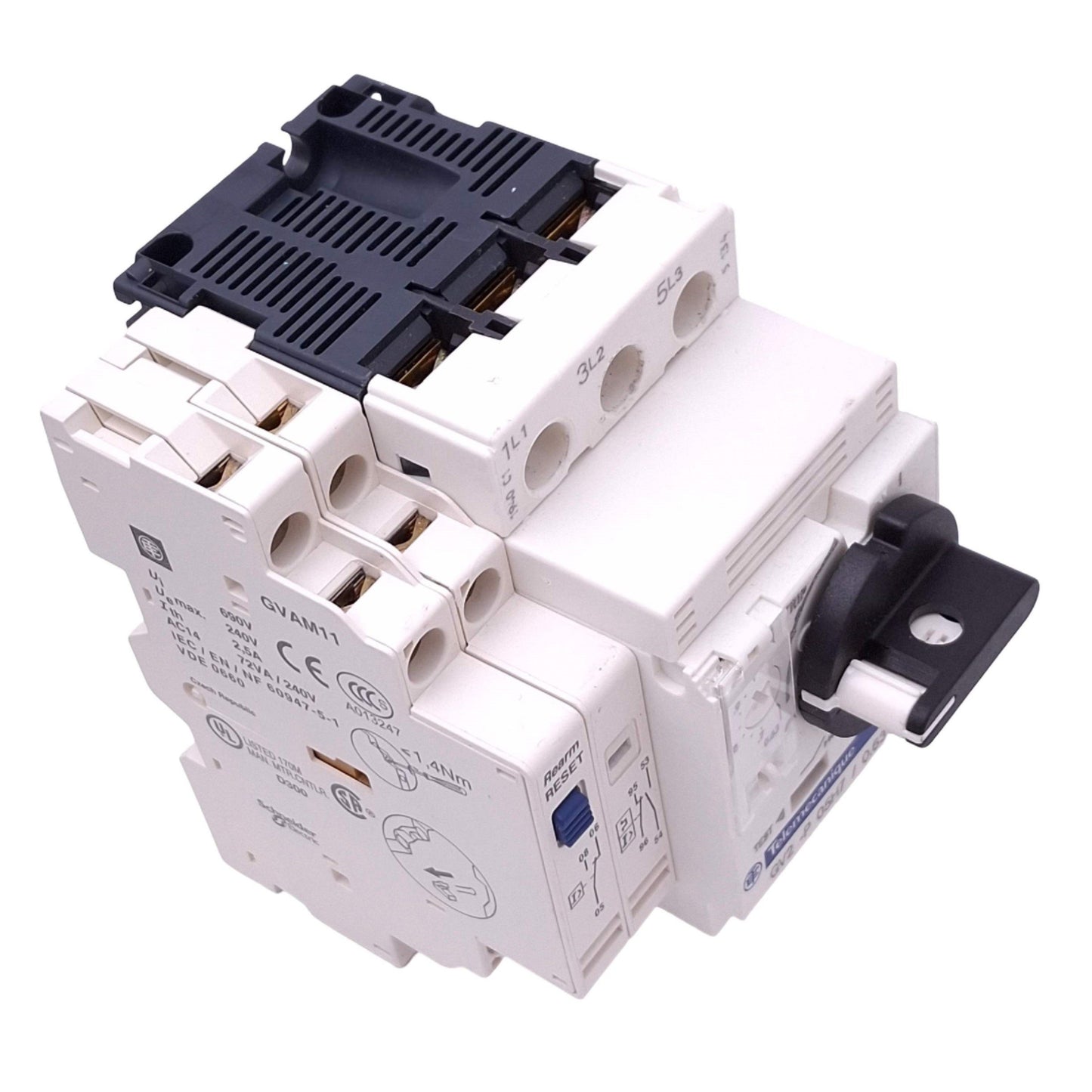 New – Open box Telemecanique GV2-P05H7 Motor Circuit Breaker, 3-Pole + 3, 0.63-1A, 0.25kW Max