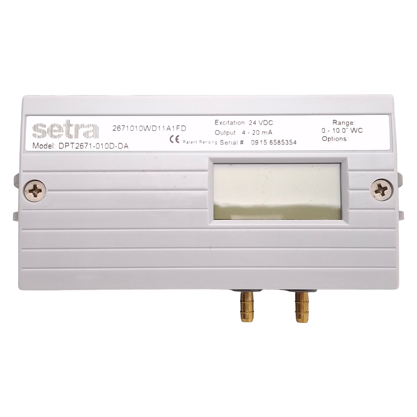 New Setra DPT2671-010D-DA Differential Pressure Transducer, 0-10in WC, 4-20mA, 24VDC