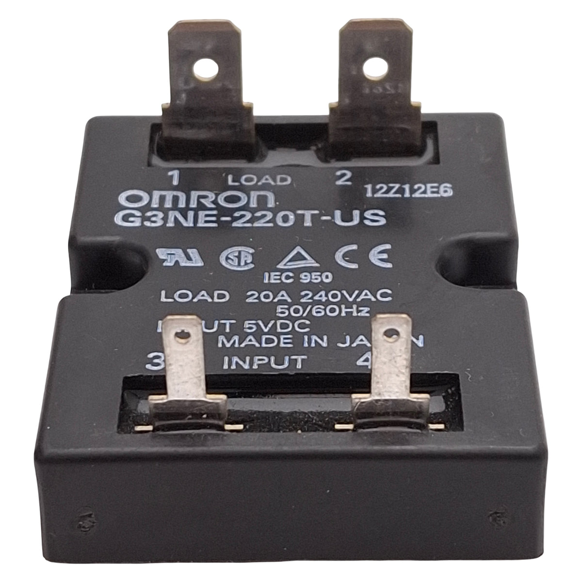Used Omron G3NE-220T-US DC5 Solid State Relay, SPST-NO, 20A 240VAC Load, 5VDC Input