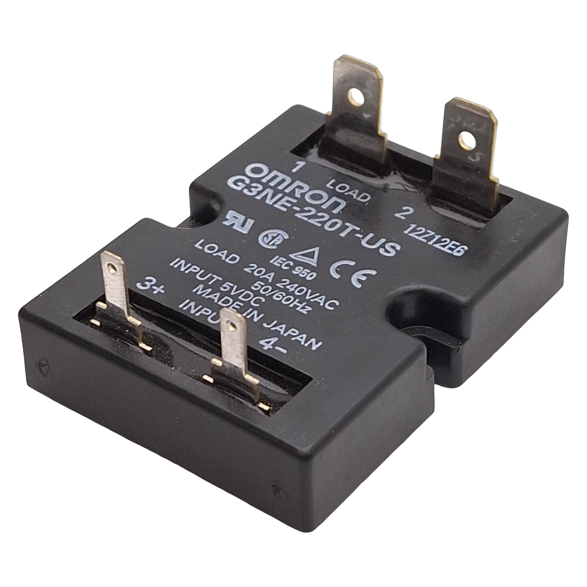 Used Omron G3NE-220T-US DC5 Solid State Relay, SPST-NO, 20A 240VAC Load, 5VDC Input