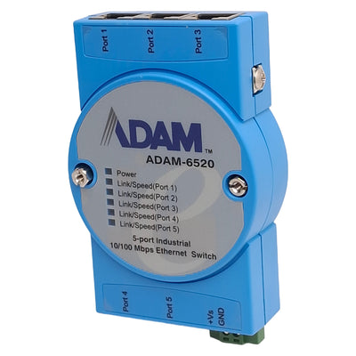 Used Advantech ADAM-6520 Unmanaged Ethernet Switch, 5-Port, 10-30VDC, *No DIN Mount*