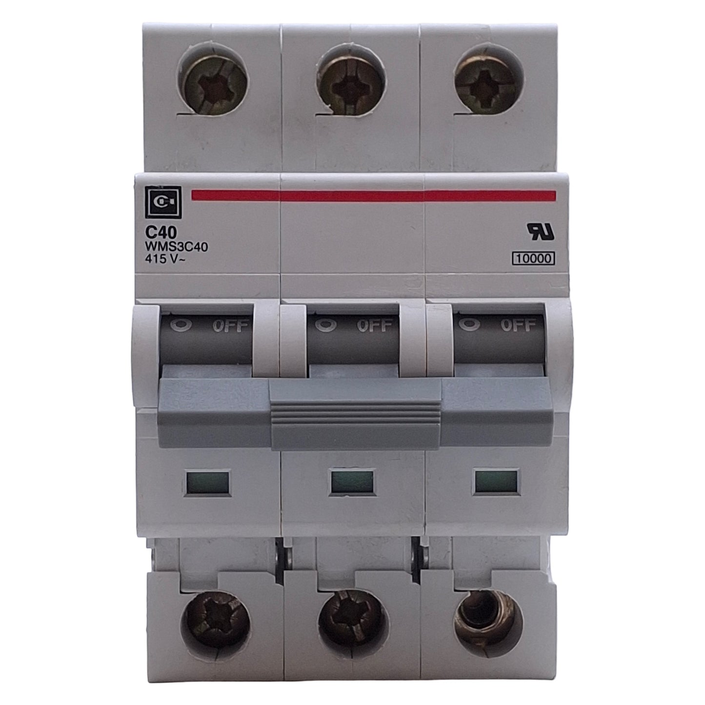 Used Cutler Hammer WMS3C40 Circuit Breaker 3-Pole, 40A 277/480VAC, DIN Rail
