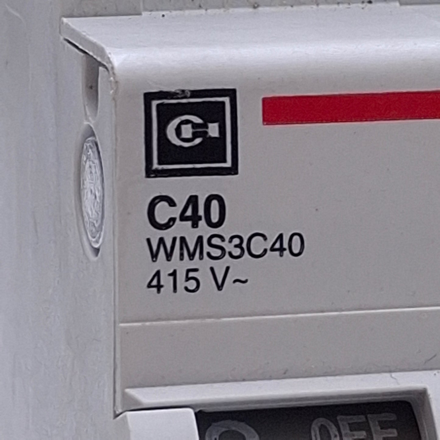 Used Cutler Hammer WMS3C40 Circuit Breaker 3-Pole, 40A 277/480VAC, DIN Rail