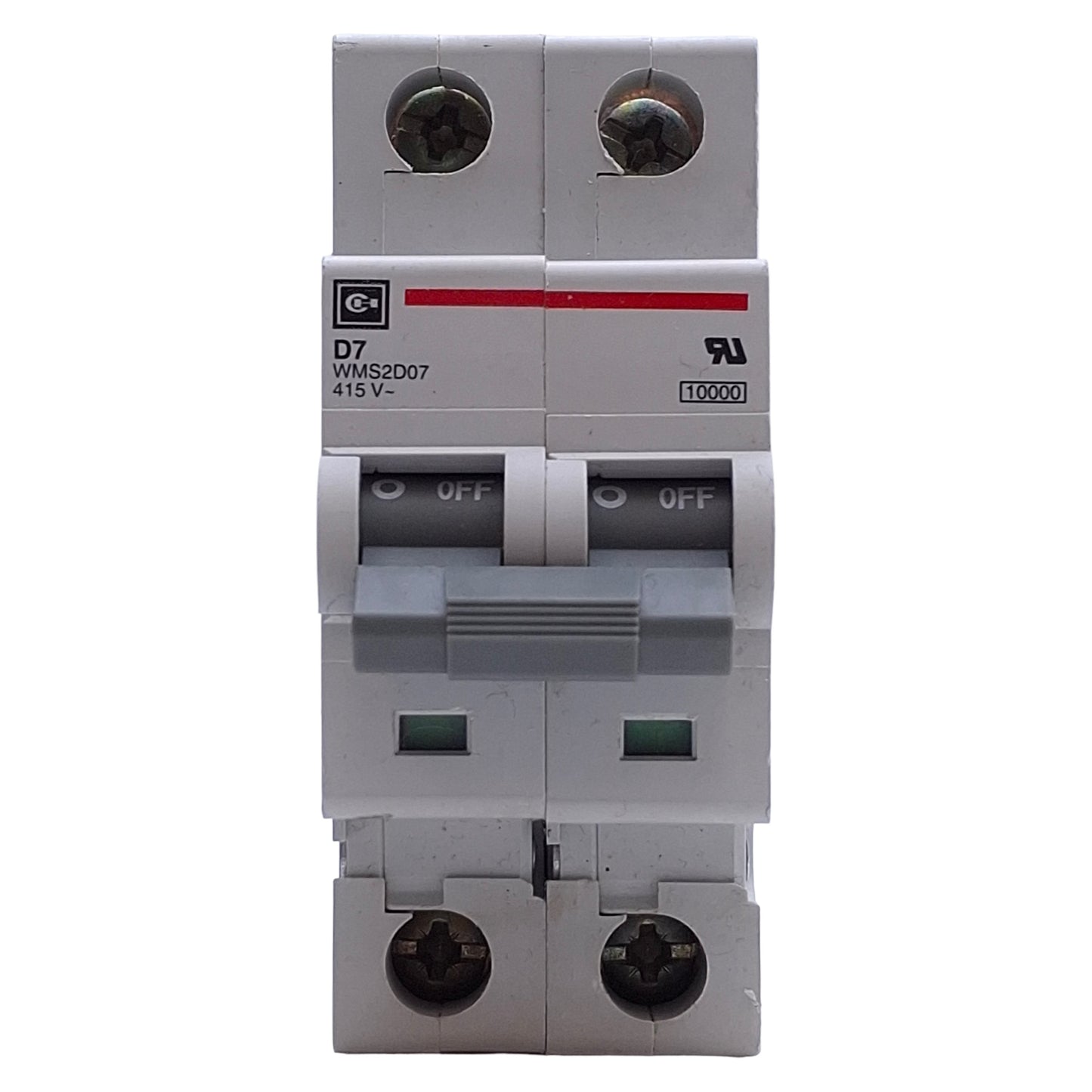 Used Lot of 2 Cutler Hammer WMS2D07 Circuit Breaker 2-Pole, 7A, 277/480VAC, DIN Rail