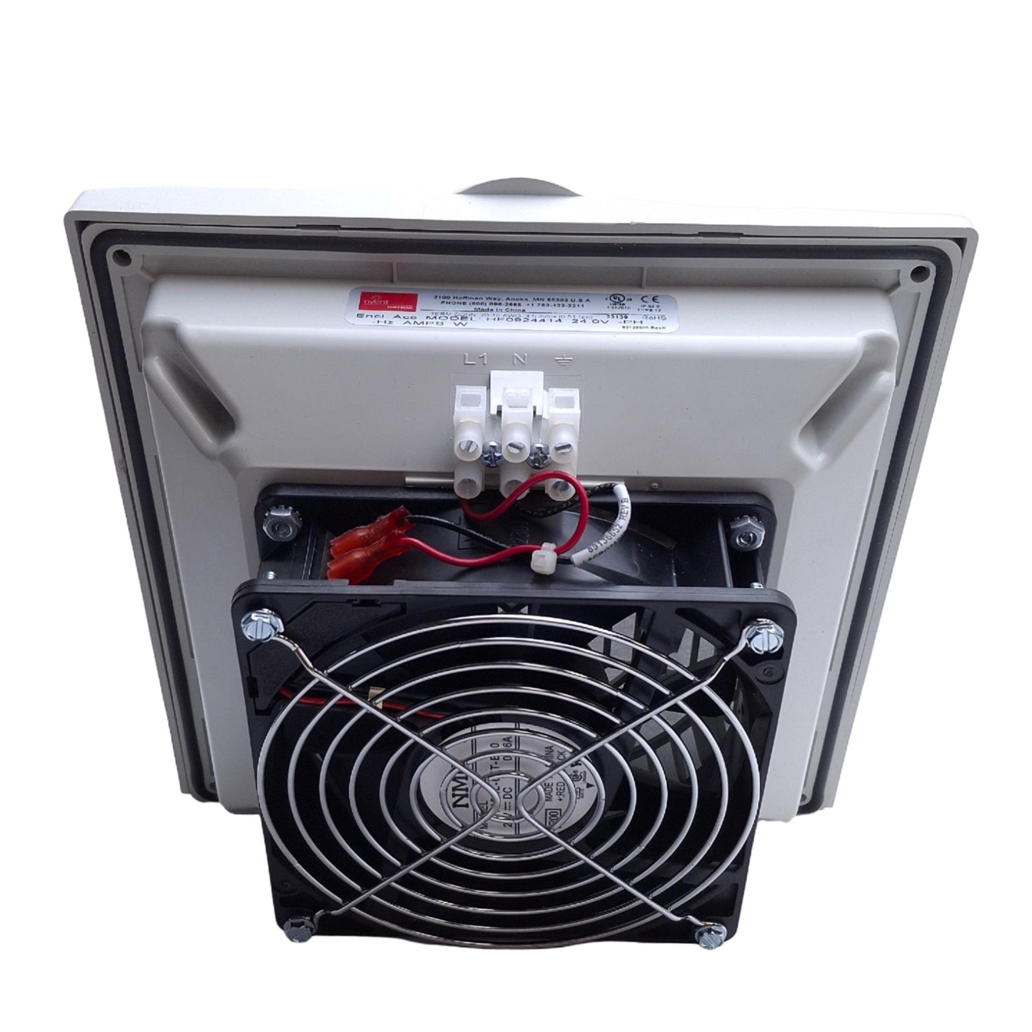 New – Open box Hoffman HF0924414 nvent Side-Mount Filter Fan Lt Gray, 24VDC, 70 CFM, 8x8x4"
