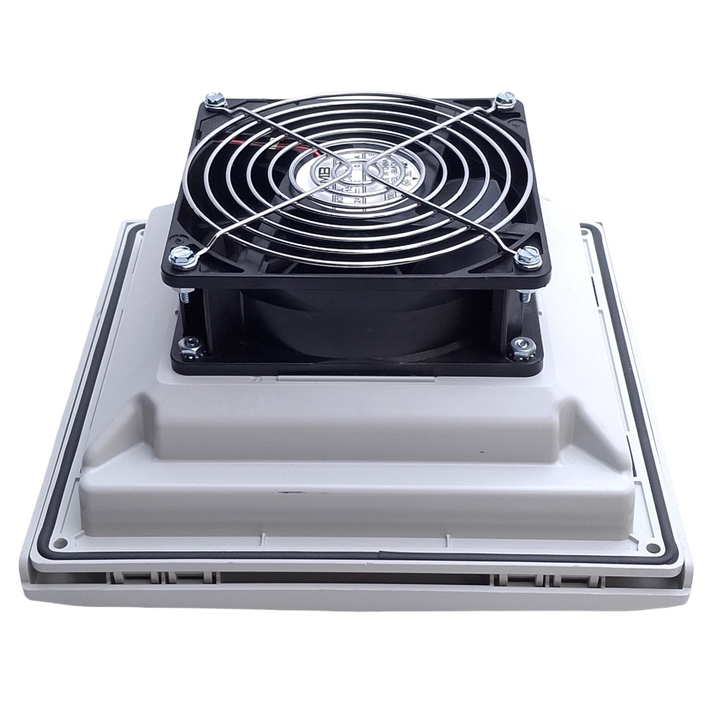 New – Open box Hoffman HF0924414 nvent Side-Mount Filter Fan Lt Gray, 24VDC, 70 CFM, 8x8x4"