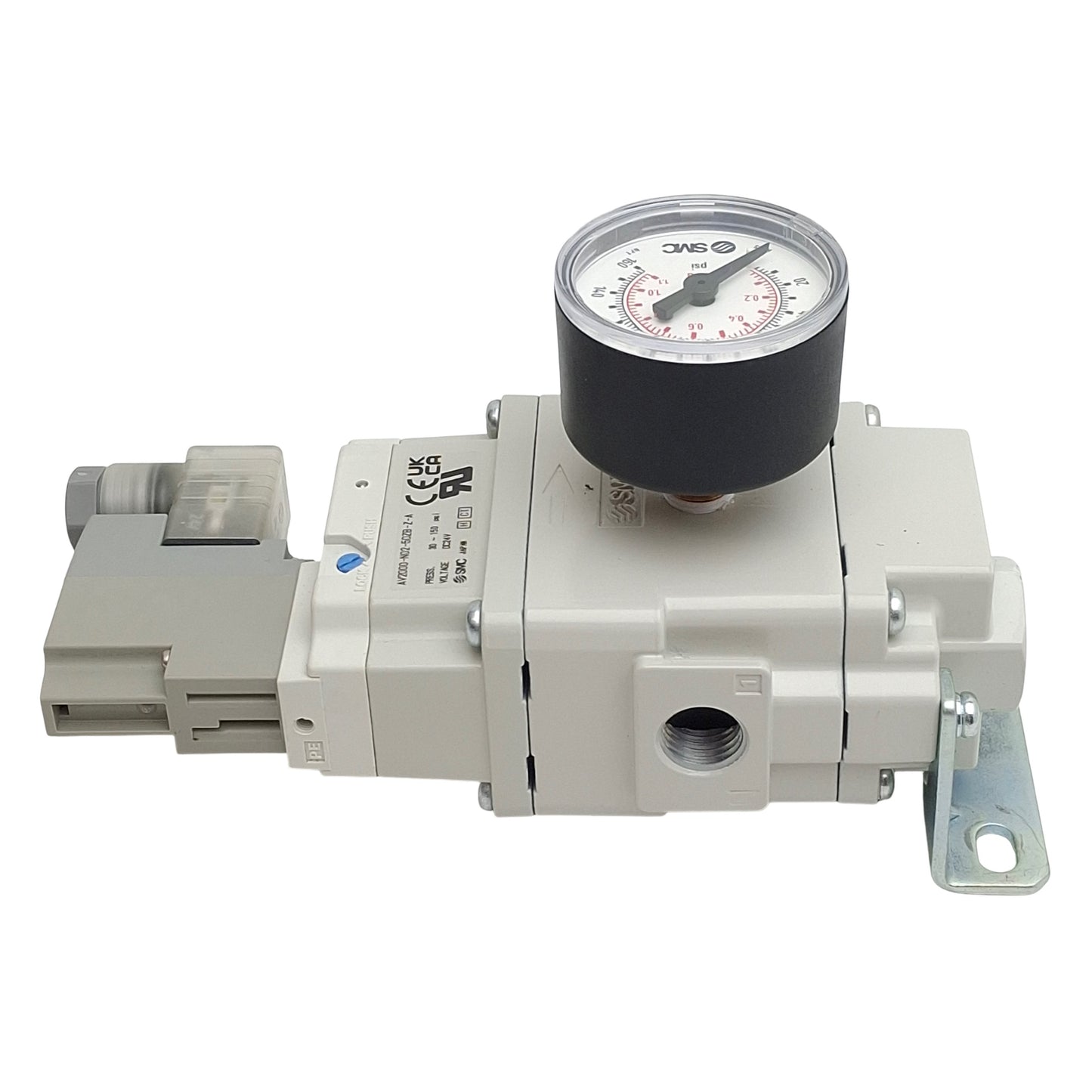 Used SMC AV2000-N02-5DZB-Z-A Soft Start Valve, 1/4in NPT, 30-150psi, 24VDC Coil