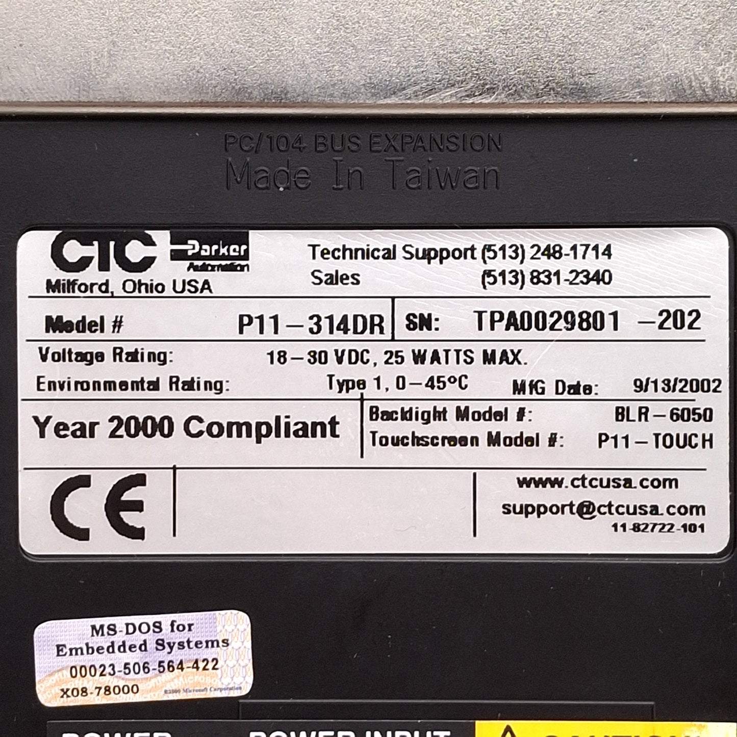Used Parker P11-314DR CTC PowerStation Touchscreen HMI, 5.7in, 18-30VDC, 25W *Screen*