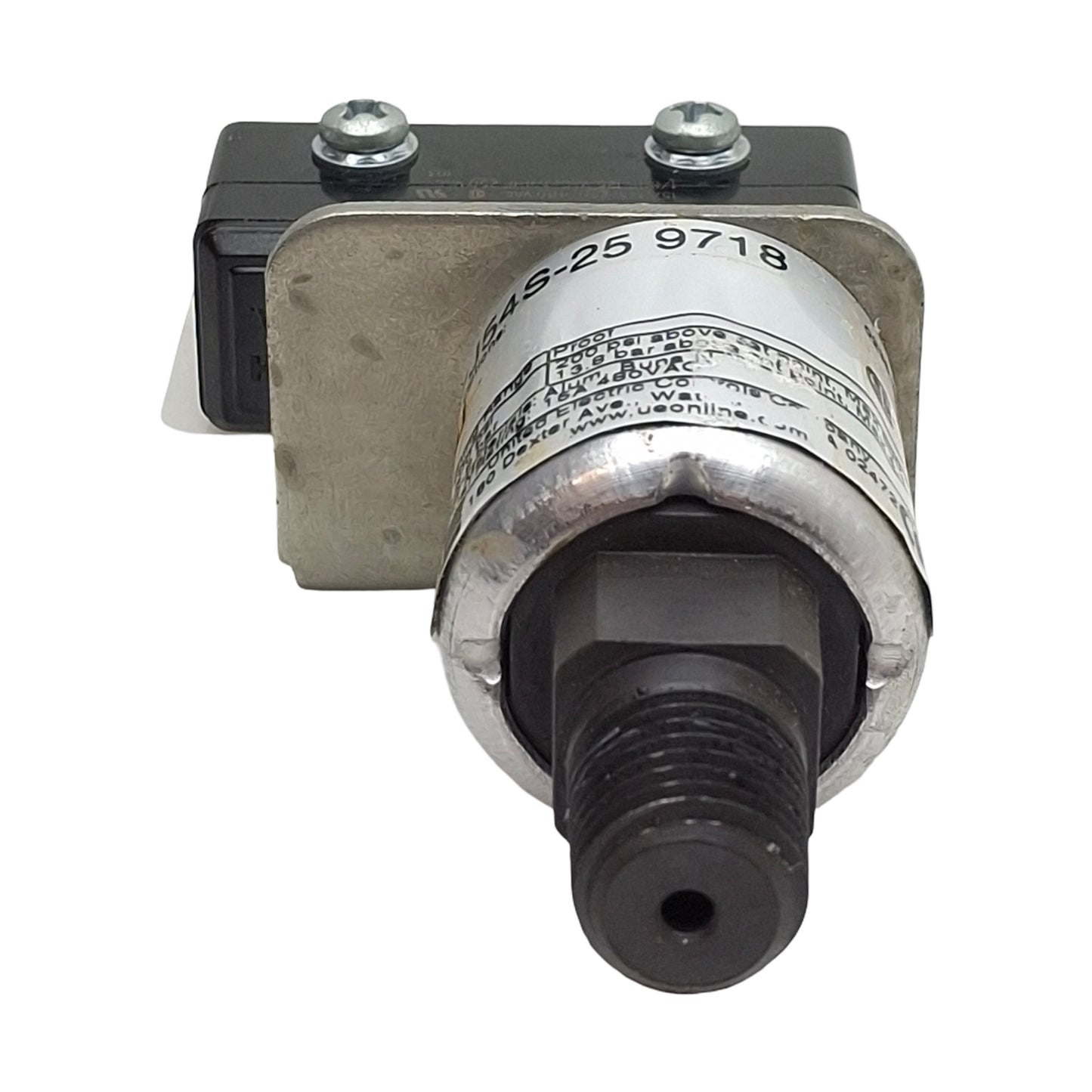 Used United Electric J54S-25 9718 Pressure Switch, 1/4in NPT, 10-100psi, 15A 480VAC