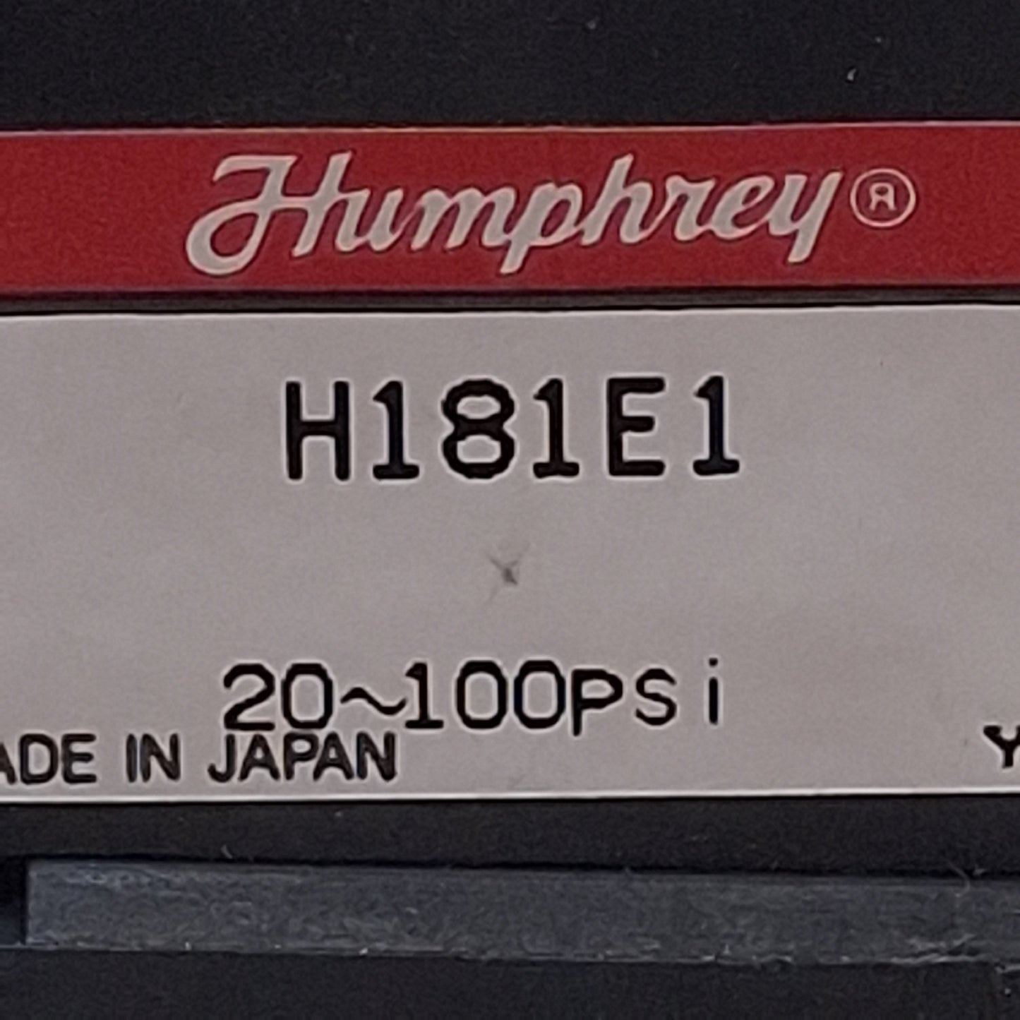 Used Humphrey H181E1 Solenoid Valve, 3-Port 1/8in NPT, 20-100psi, 24VDC Coil