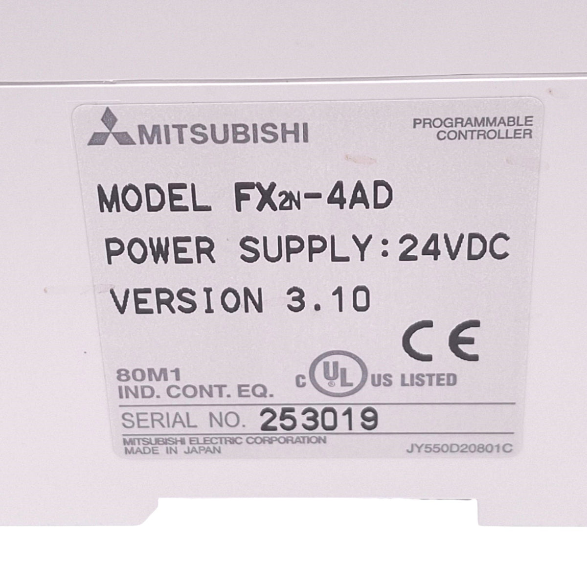 Used Mitsubishi FX2N-4AD Special Function Block for MELSEC PLC, A/D 4-Channel, 24VDC