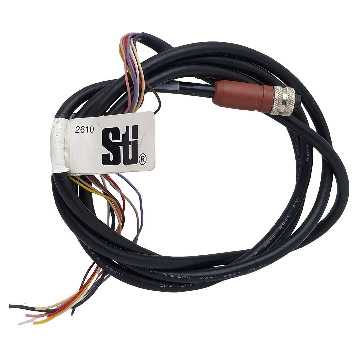 Used Omron STI 60567-3030 Light Curtain Cable, M12 8-Pin Female to Flying Leads, 4ft