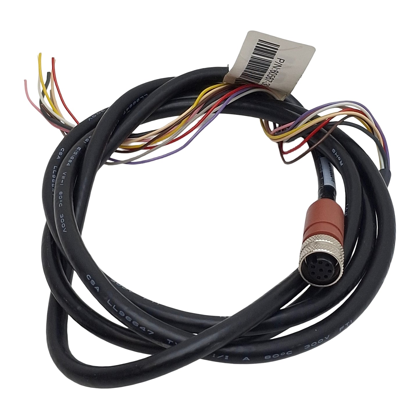 Used Omron STI 60567-3030 Light Curtain Cable, M12 8-Pin Female to Flying Leads, 4ft