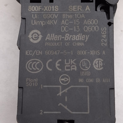 Used Allen Bradley 800FP-LMT44 Illuminated Pushbutton E-Stop, 2NC Self Monitoring