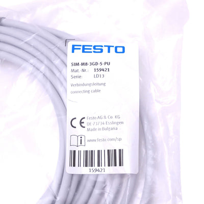 New Festo SIM-M8-3GD-5-PU Sensor Cable, M8 3-Pin Female, 60V 4A Max, 5 Meter