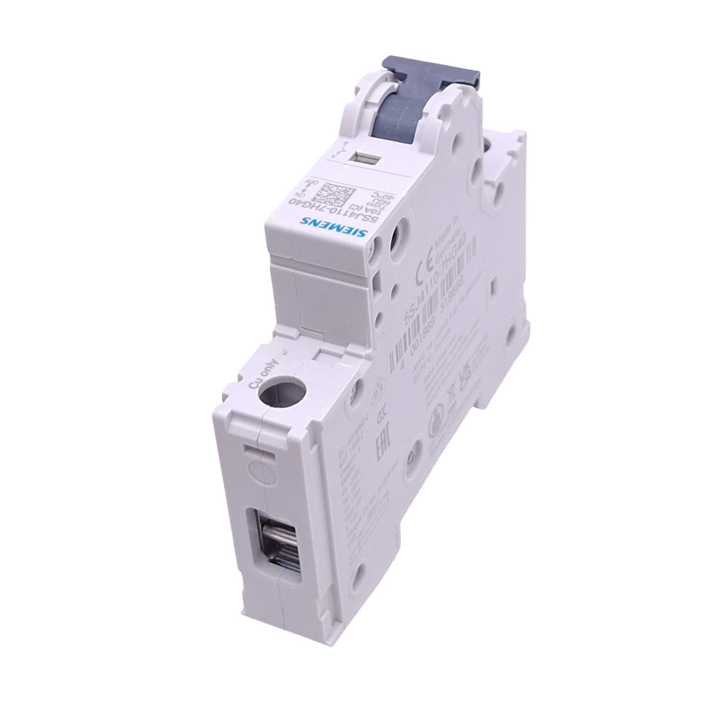 New Siemens 5SJ4110-7HG40 Circuit Breaker, 1-Pole 10A, 240VAC/60VDC Max, DIN Rail