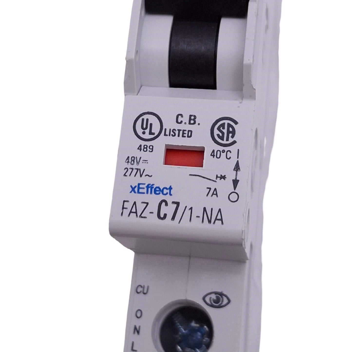 Used Eaton FAZ-C7/1-NA-SP Circuit Breaker, 1-Pole 7A, 277VAC/48VDC Max, DIN Rail