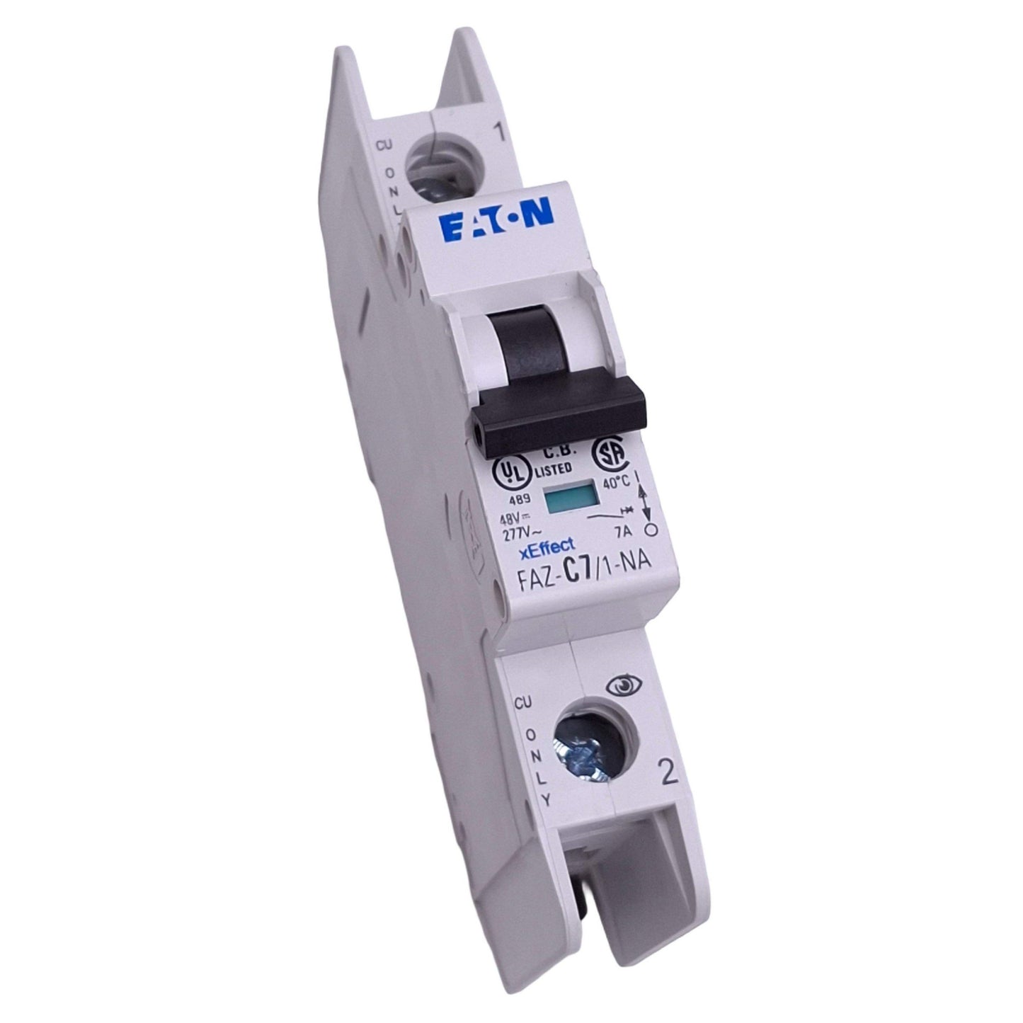 Used Eaton FAZ-C7/1-NA-SP Circuit Breaker, 1-Pole 7A, 277VAC/48VDC Max, DIN Rail