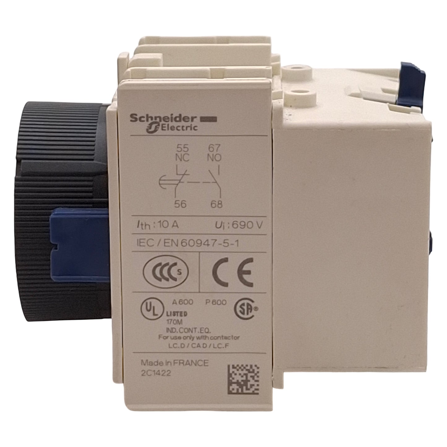 Used Schneider Electric LADT0 Time Delay Auxiliary Contact Block, 1NO + 1NC, 0.1-3s