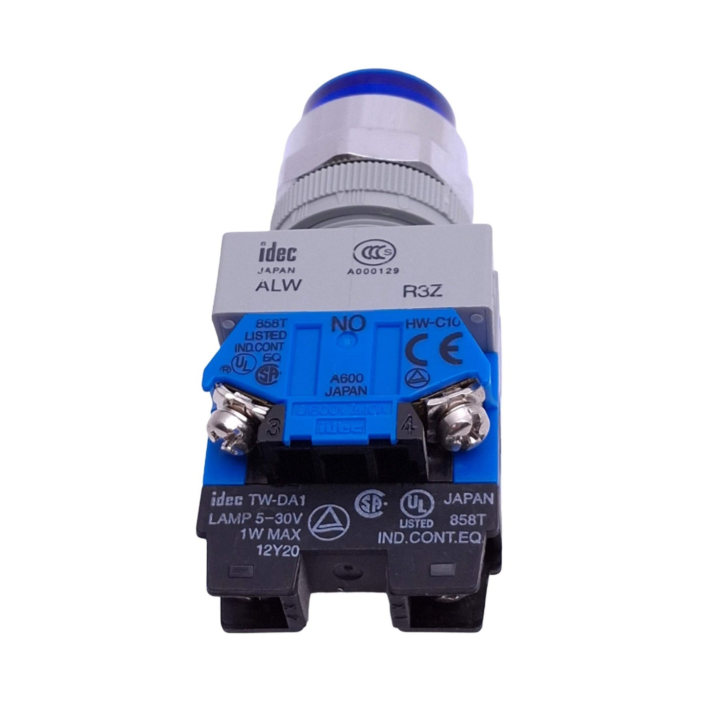Used IDEC ALW29920D-S-24V Blue Illuminated Pushbutton, 22mm, 2NO, 10A Max, 24V Lamp