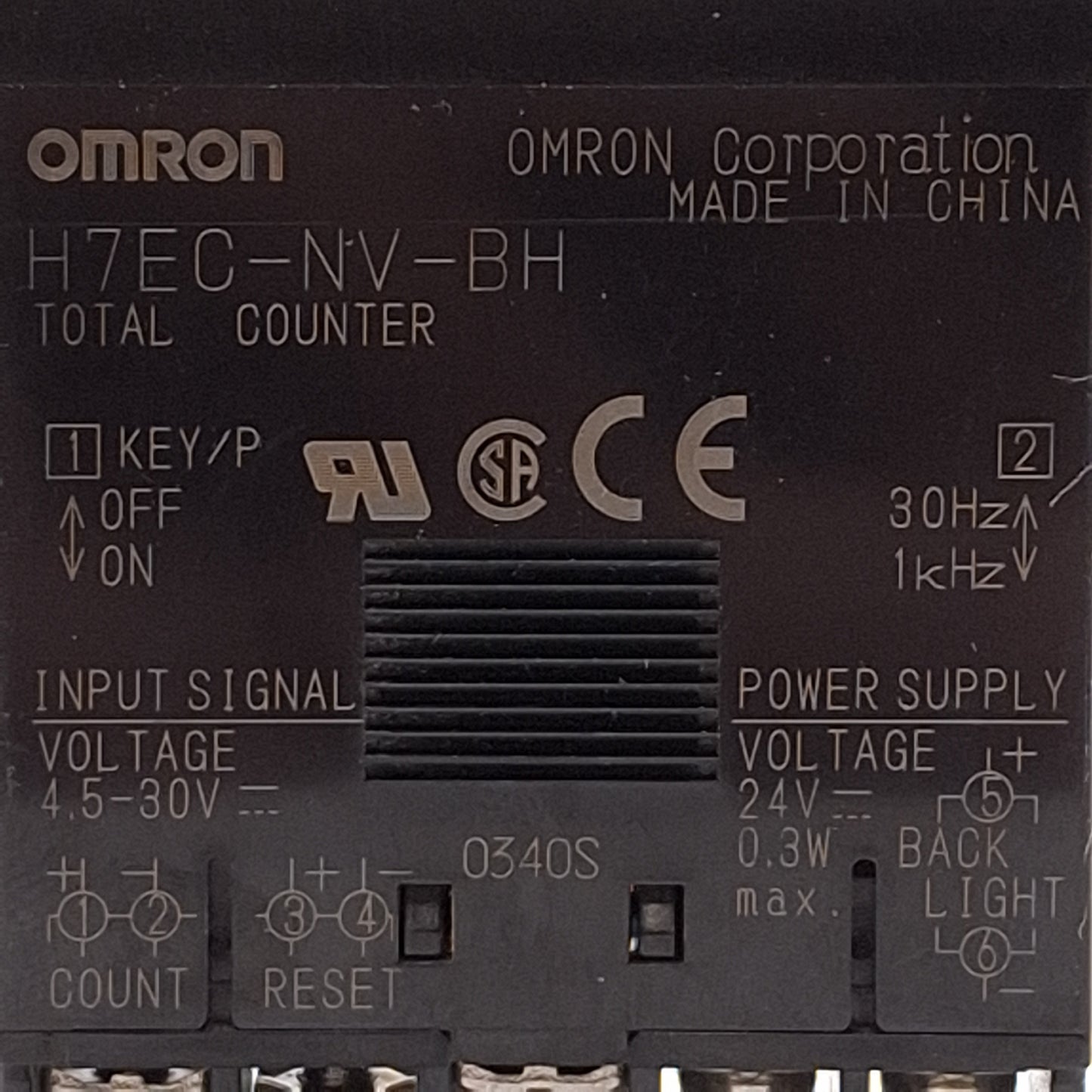 Used Omron H7EC-NV-BH Miniature Total Counter, 8-Digit, 0-99999999, 1/32 DIN, 24VDC
