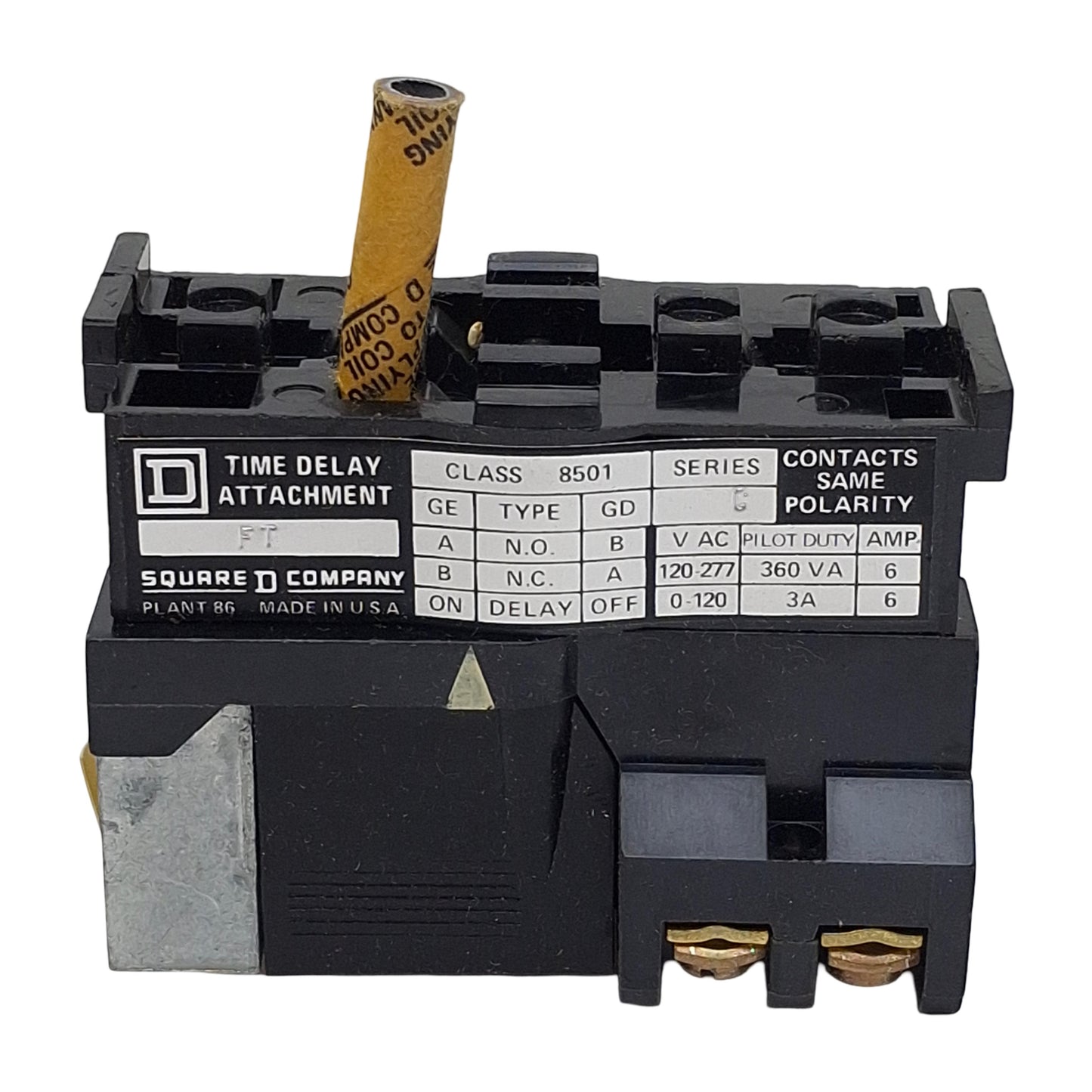 New – Open box Square D 85022 8501 GE Timer Attachment On Delay, 1NO/1NC, 6A 120-277VAC