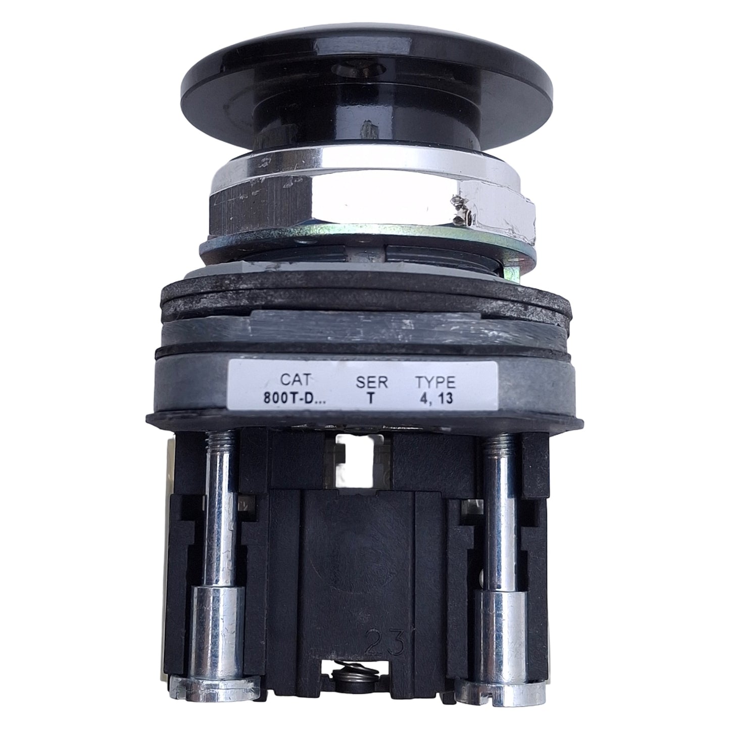 Used Allen Bradley 800T-D2A Momentary Black Push Button ø30mm, 1NO+1NC, 600VAC 10A