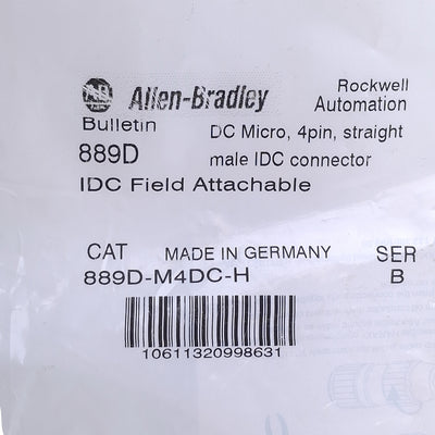 New Allen Bradley 889D-M4DC-H Insulation Displacement Connector, DC Micro, M12 4-Pin