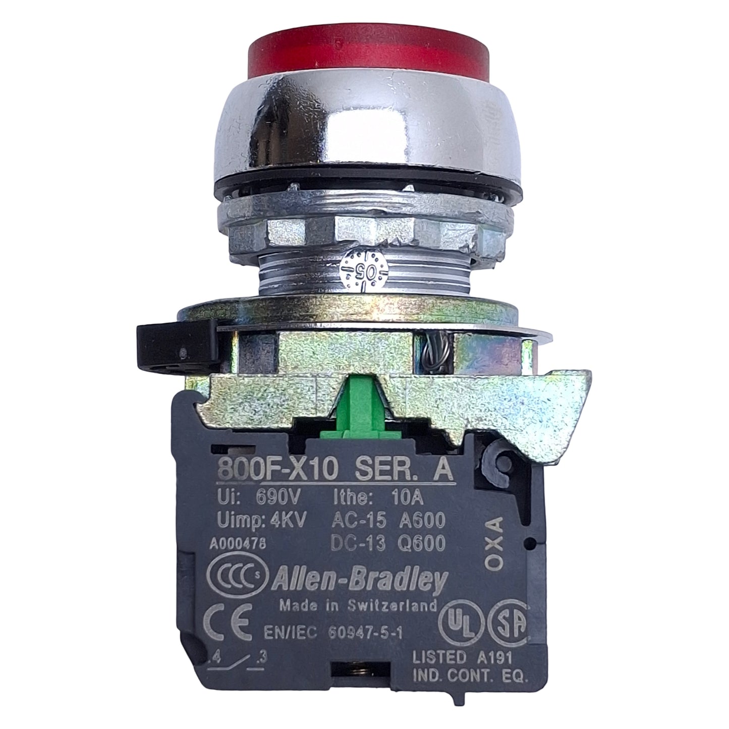 Used Allen Bradley 800FM-LE4 Red Illuminated Momentary Push Button ø22mm, 1NO
