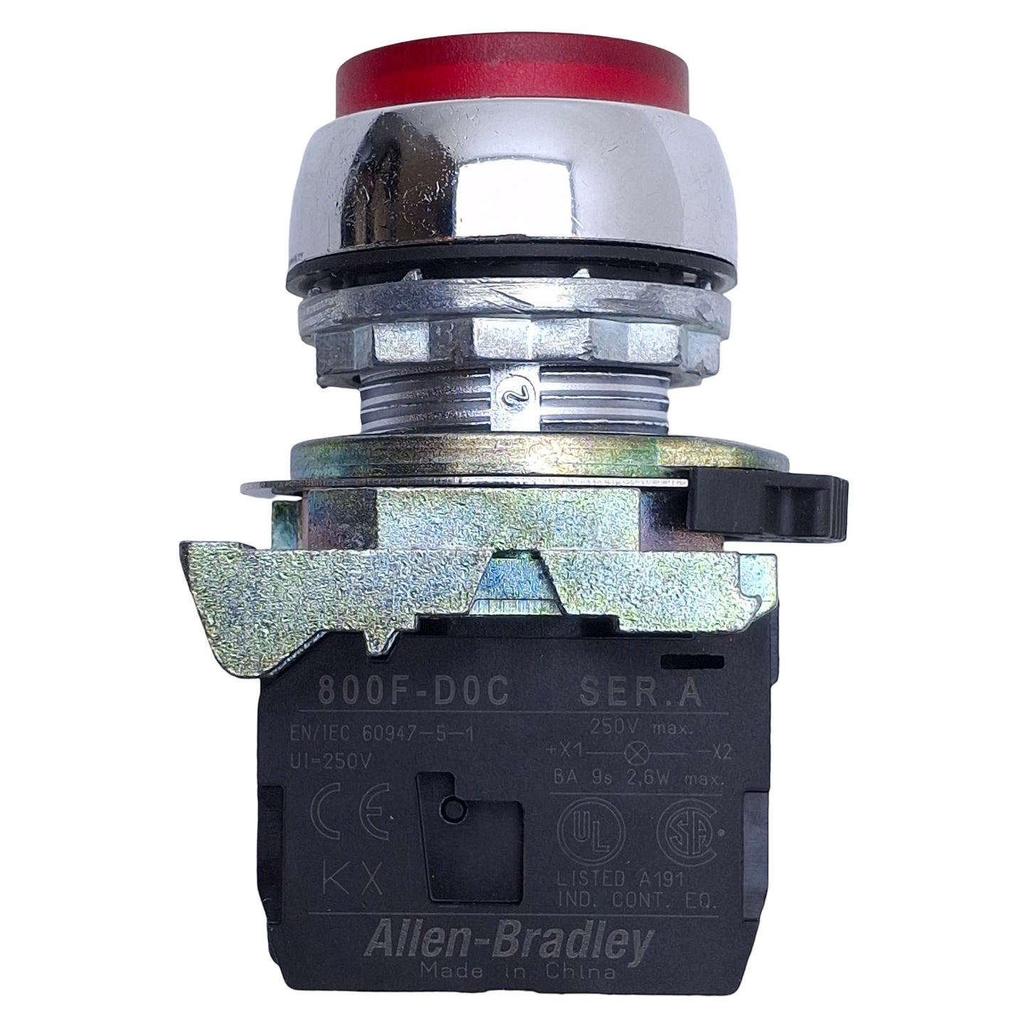 Used Allen Bradley 800FM-LE4 Red Illuminated Momentary Push Button ø22mm, 1NO