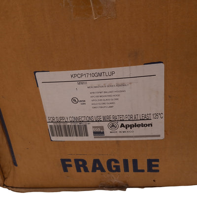 New – Open box Appleton KPCP1710GMTLUP MercMaster III Light Fixture, 120/208/240/277VAC, 175W