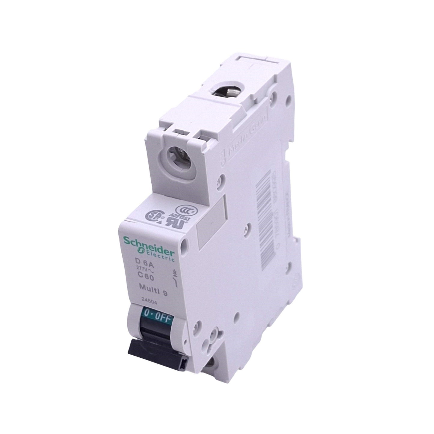 New – Open box Schneider Electric 24504 Multi9 Circuit Breaker, 1-Pole 6A, 277VAC Max, DIN Rail