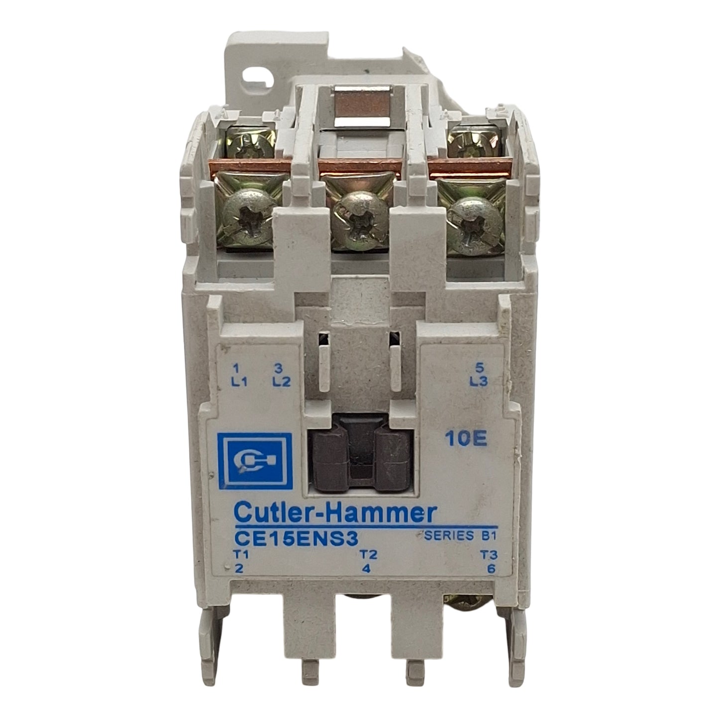 Used Cutler-Hammer CE15ENS3AB Contactor, 3-P 25A 600VAC, 110/120VAC Coil *Broken DIN*