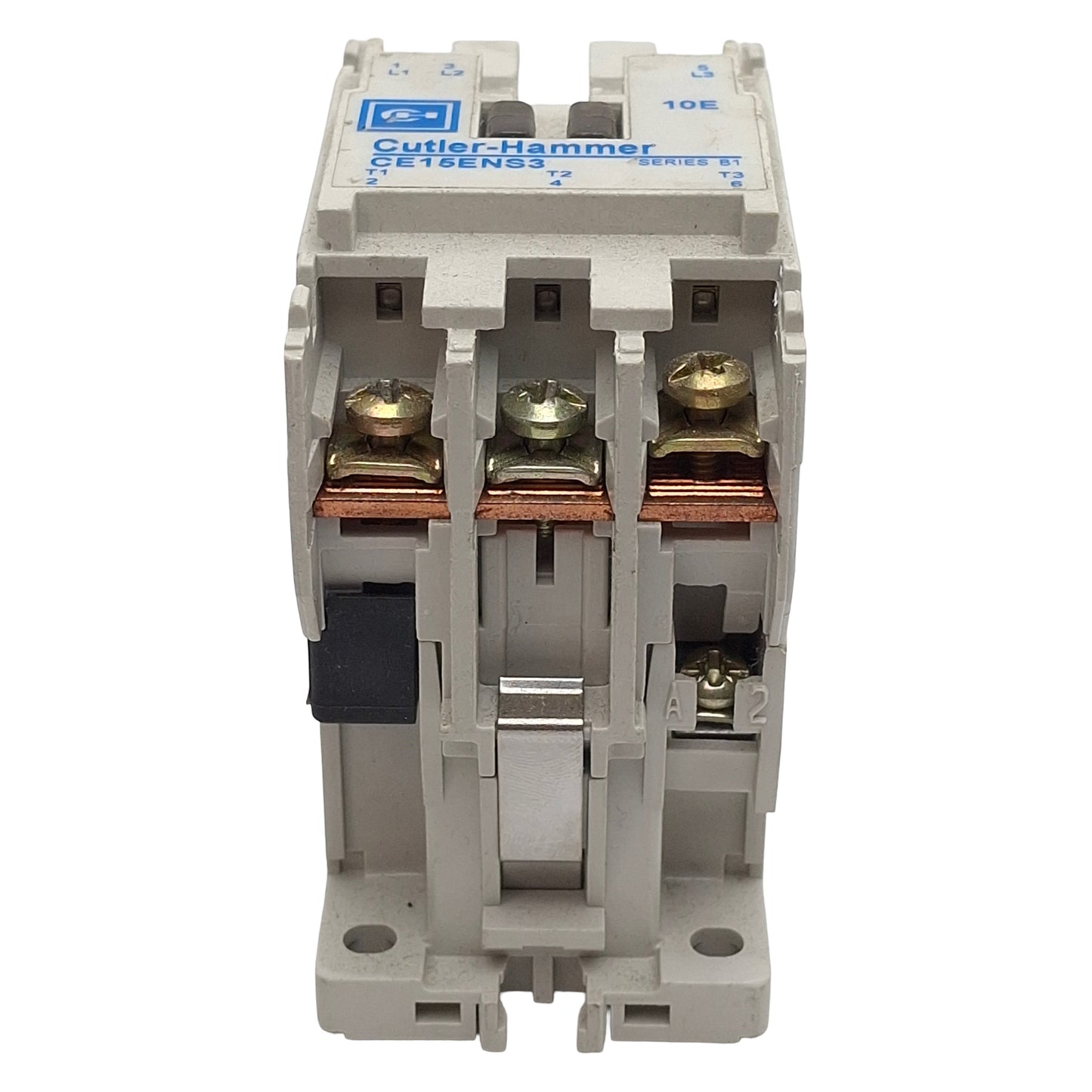 Used Cutler-Hammer CE15ENS3AB Contactor, 3-P 25A 600VAC, 110/120VAC Coil *Broken DIN*