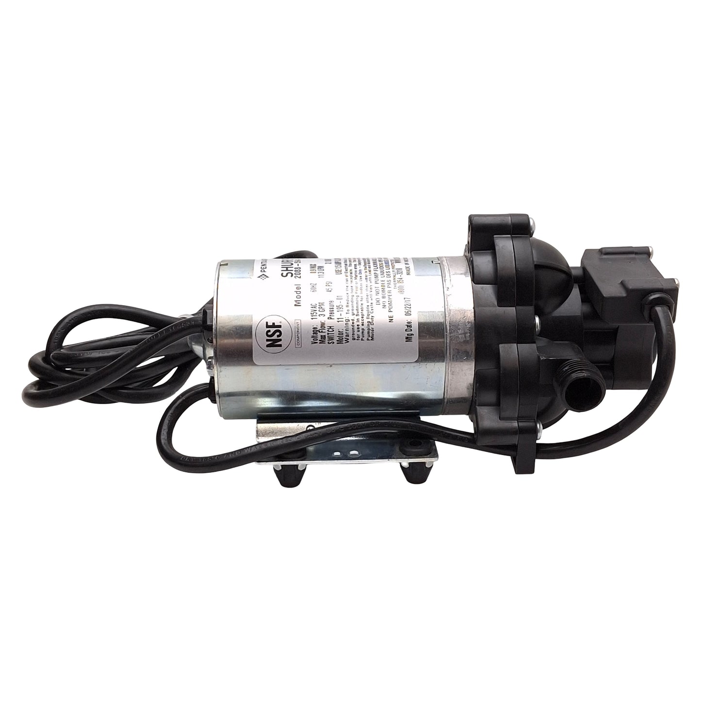 Used Pentair 2088-594-144 SHURflo Diaphragm Pump, 3.0GPM, 130°F, 1/2in-14 NPS, 115VAC