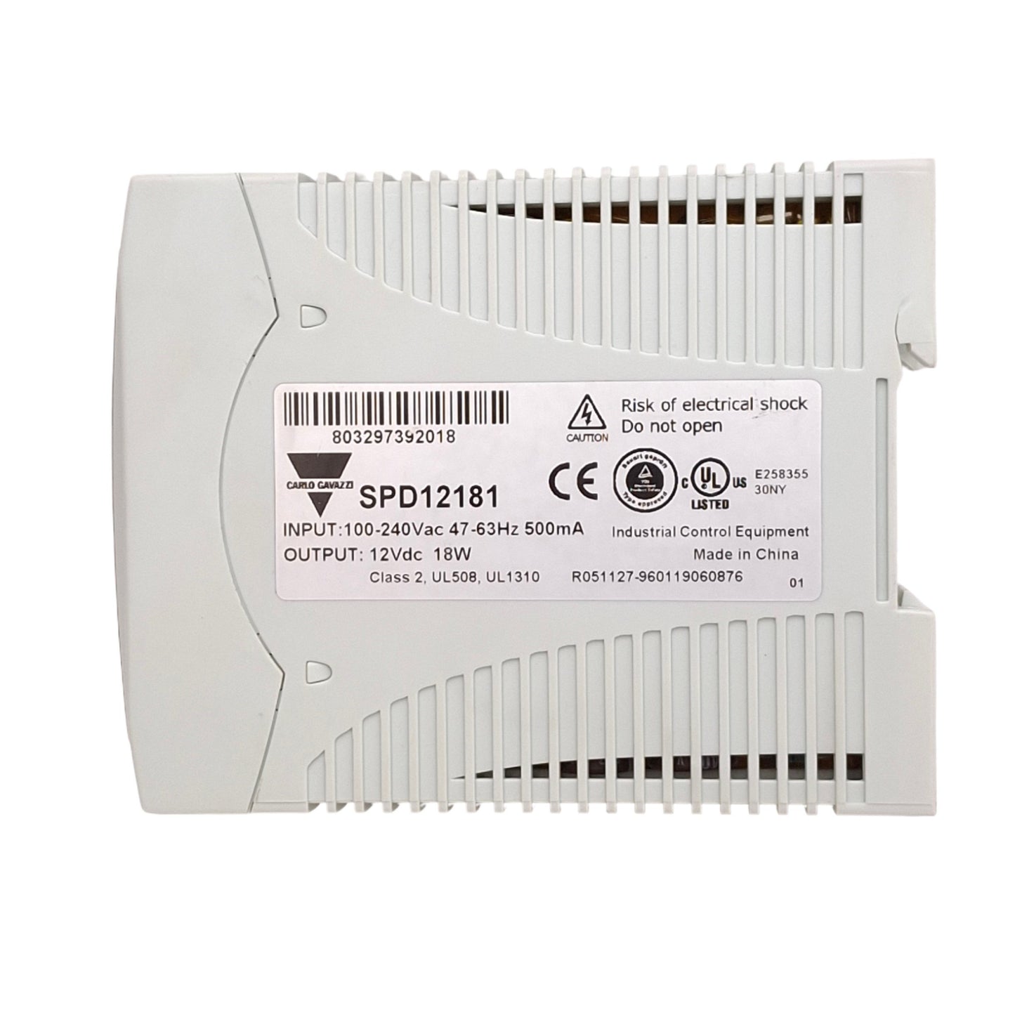 New Carlo Gavazzi SPD1218 Power Supply, 100-240VAC In, 12VDC 1.5A Out, 18W Max