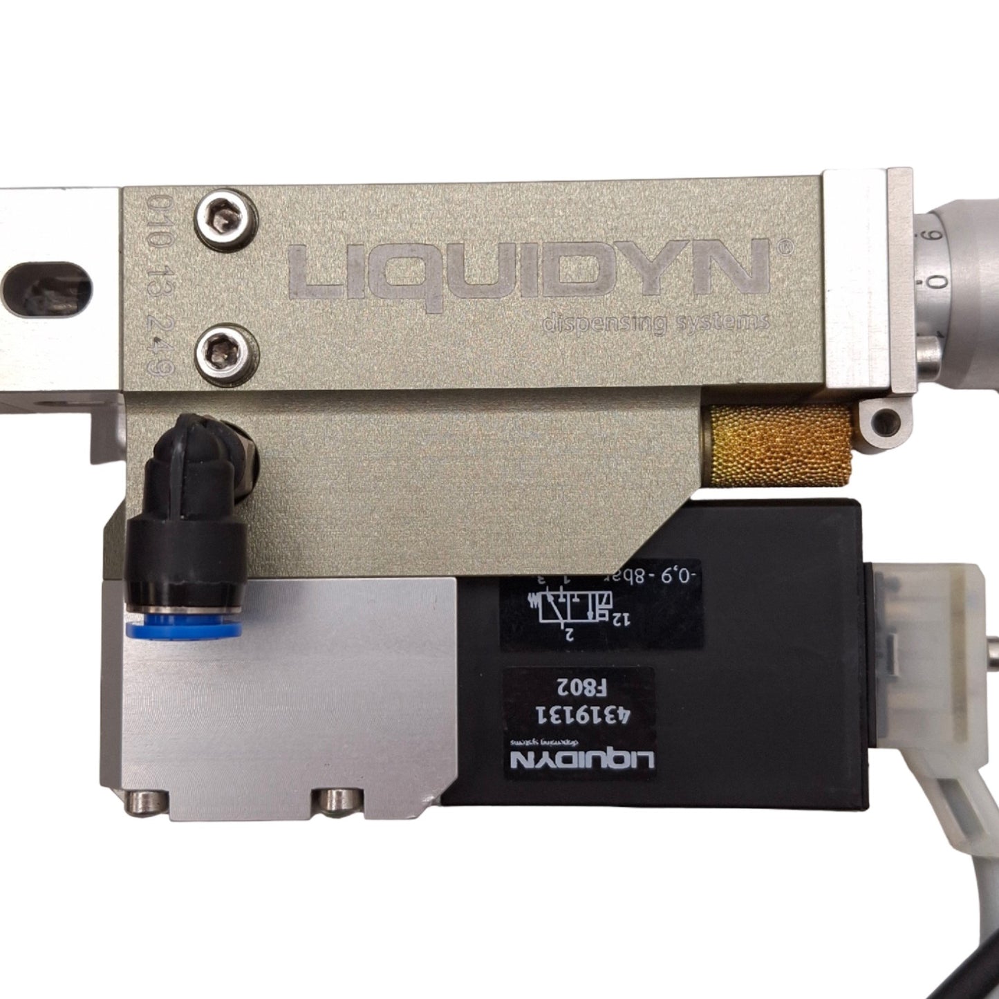 Used Nordson 7825002 Liquidyn P-Dot Pneumatic Fluid Dispensing Valve, 24VDC