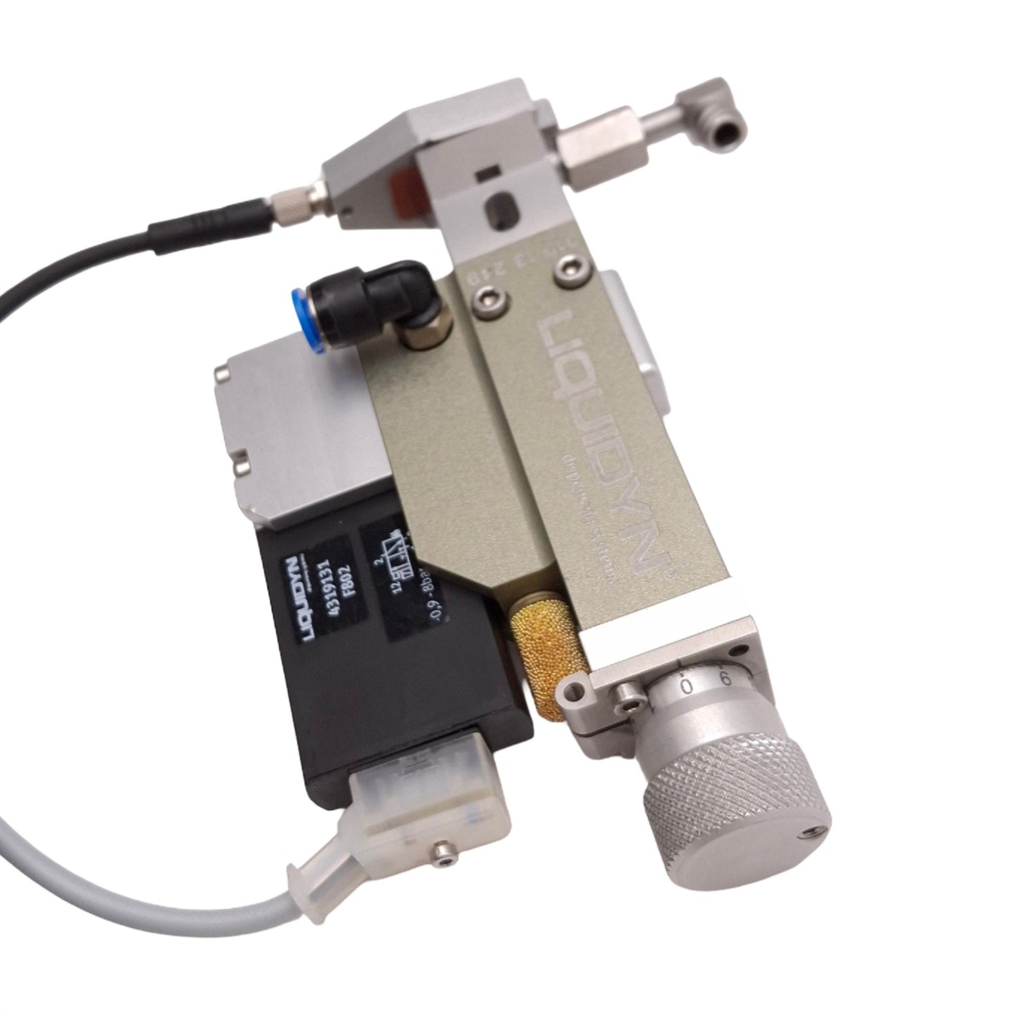 Used Nordson 7825002 Liquidyn P-Dot Pneumatic Fluid Dispensing Valve, 24VDC