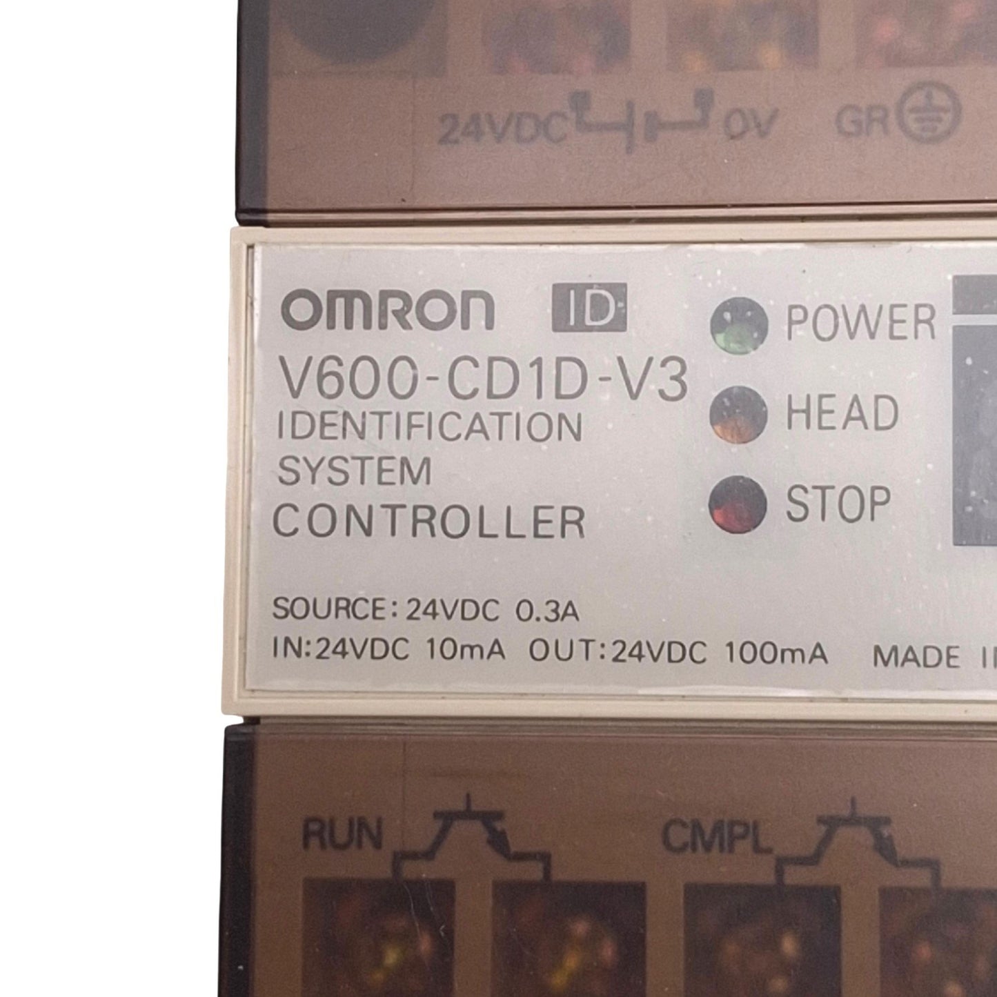 Used Omron V600-CD1D-V3 Identification System Controller for RFID, RS-232C, 24VDC